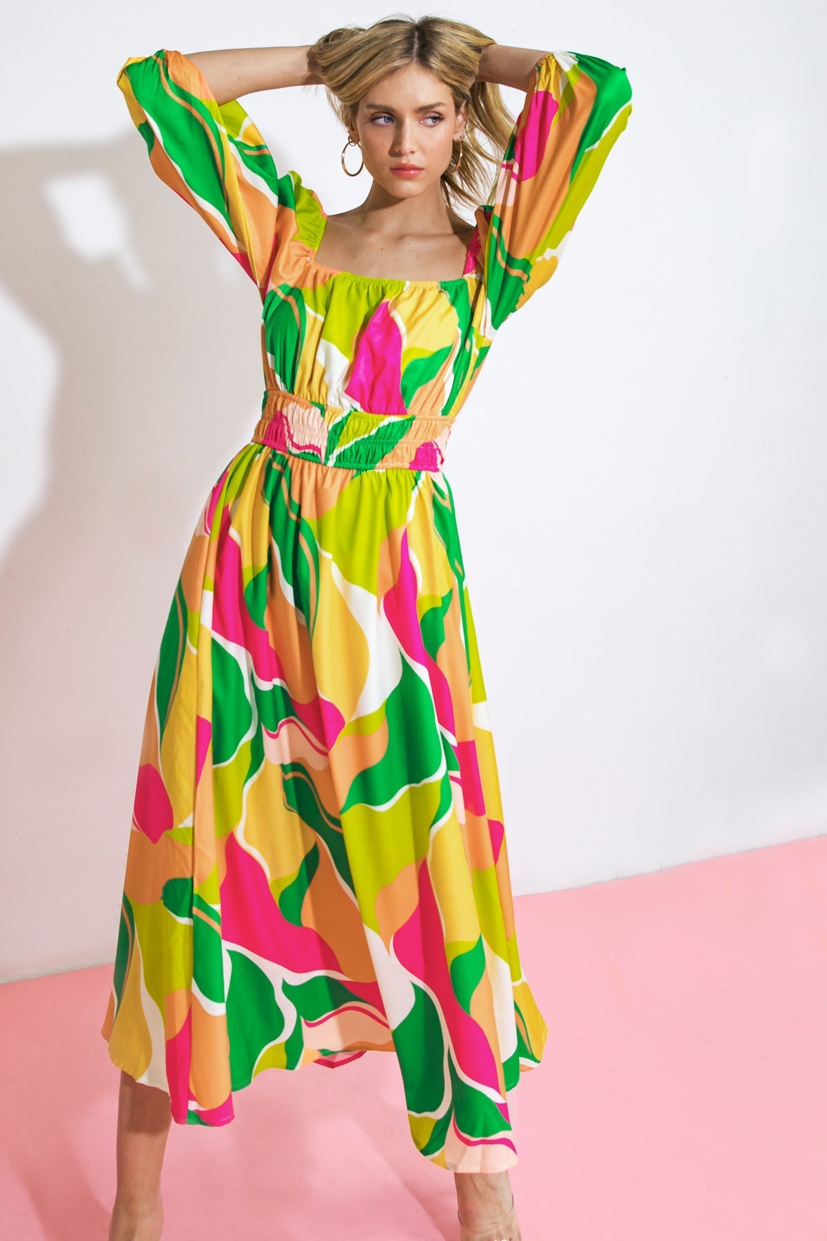 A SECOND THOUGHT WOVEN MIDI DRESS Flying Tomato